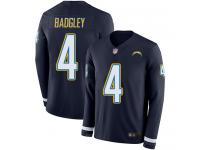 #4 Limited Michael Badgley Navy Blue Football Men's Jersey Los Angeles Chargers Therma Long Sleeve