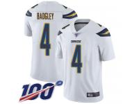#4 Limited Michael Badgley White Football Road Men's Jersey Los Angeles Chargers Vapor Untouchable 100th Season