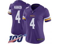 #4 Limited Sean Mannion Purple Football Home Women's Jersey Minnesota Vikings Vapor Untouchable 100th Season