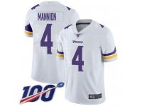 #4 Limited Sean Mannion White Football Road Men's Jersey Minnesota Vikings Vapor Untouchable 100th Season