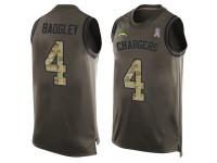 #4 Michael Badgley Green Football Men's Jersey Los Angeles Chargers Salute to Service Tank Top