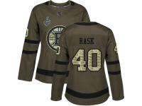 #40 Authentic Tuukka Rask Green Hockey Women's Jersey Boston Bruins Salute to Service 2019 Stanley Cup Final Bound