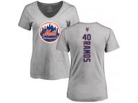 #40 Wilson Ramos Women's Ash Baseball - Backer New York Mets T-Shirt