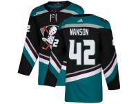 #42 Adidas Authentic Josh Manson Men's Black Teal NHL Jersey - Alternate Anaheim Ducks