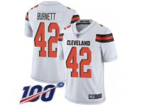 #42 Limited Morgan Burnett White Football Road Men's Jersey Cleveland Browns Vapor Untouchable 100th Season