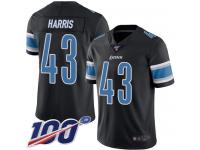 #43 Limited Will Harris Black Football Youth Jersey Detroit Lions Rush Vapor Untouchable 100th Season
