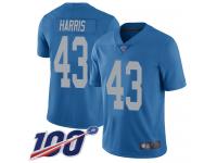 #43 Limited Will Harris Blue Football Alternate Youth Jersey Detroit Lions Vapor Untouchable 100th Season