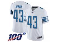 #43 Limited Will Harris White Football Road Youth Jersey Detroit Lions Vapor Untouchable 100th Season