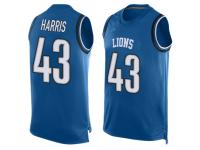 #43 Will Harris Blue Football Men's Detroit Lions Player Name & Number Tank Top