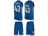 #43 Will Harris Blue Football Men's Detroit Lions Tank Top Suit