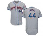 #44 Authentic Jason Vargas Men's Grey Baseball Jersey - Road New York Mets Flex Base