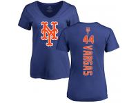#44 Jason Vargas Women's Royal Blue Baseball - Backer New York Mets T-Shirt