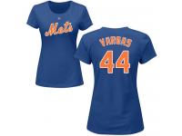 #44 Jason Vargas Women's Royal Blue Baseball - Name & Number New York Mets T-Shirt