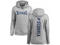 #44 Kamalei Correa Ash Football Backer Women's Tennessee Titans Pullover Hoodie