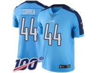 #44 Limited Kamalei Correa Light Blue Football Men's Jersey Tennessee Titans Rush Vapor Untouchable 100th Season