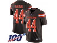 #44 Limited Sione Takitaki Brown Football Home Men's Jersey Cleveland Browns Vapor Untouchable 100th Season