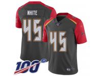 #45 Limited Devin White Gray Football Men's Jersey Tampa Bay Buccaneers Inverted Legend 100th Season