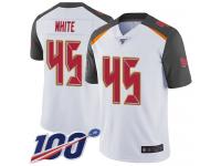 #45 Limited Devin White White Football Road Men's Jersey Tampa Bay Buccaneers Vapor Untouchable 100th Season