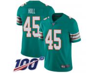 #45 Limited Mike Hull Aqua Green Football Alternate Men's Jersey Miami Dolphins Vapor Untouchable 100th Season