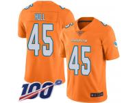 #45 Limited Mike Hull Orange Football Men's Jersey Miami Dolphins Rush Vapor Untouchable 100th Season