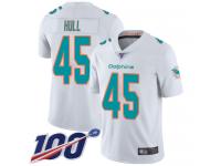 #45 Limited Mike Hull White Football Road Men's Jersey Miami Dolphins Vapor Untouchable 100th Season