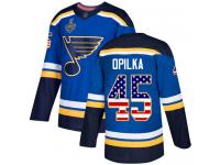 #45 Luke Opilka Blue Hockey Men's Jersey St. Louis Blues USA Flag Fashion 2019 Stanley Cup Final Bound