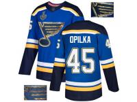 #45 Luke Opilka Royal Blue Hockey Men's Jersey St. Louis Blues Fashion Gold 2019 Stanley Cup Final Bound