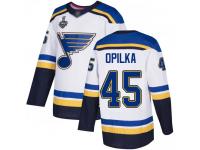 #45 Luke Opilka White Hockey Away Men's Jersey St. Louis Blues 2019 Stanley Cup Final Bound