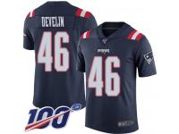 #46 Limited James Develin Navy Blue Football Men's Jersey New England Patriots Rush Vapor Untouchable 100th Season