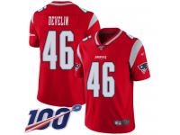 #46 Limited James Develin Red Football Men's Jersey New England Patriots Inverted Legend 100th Season