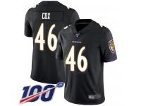 #46 Limited Morgan Cox Black Football Alternate Men's Jersey Baltimore Ravens Vapor Untouchable 100th Season