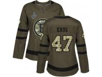 #47 Authentic Torey Krug Green Hockey Women's Jersey Boston Bruins Salute to Service 2019 Stanley Cup Final Bound