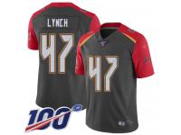 #47 Limited John Lynch Gray Football Men's Jersey Tampa Bay Buccaneers Inverted Legend 100th Season