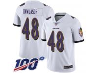 #48 Limited Patrick Onwuasor White Football Road Men's Jersey Baltimore Ravens Vapor Untouchable 100th Season