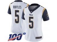 #5 Limited Blake Bortles White Football Road Women's Jersey Los Angeles Rams Vapor Untouchable 100th Season