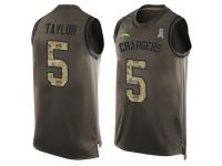 #5 Tyrod Taylor Green Football Men's Jersey Los Angeles Chargers Salute to Service Tank Top