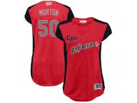#50 Authentic Charlie Morton Red Baseball Women's Jersey Tampa Bay Rays American League 2019 All-Star