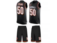 #50 Jordan Evans Black Football Men's Jersey Cincinnati Bengals Tank Top Suit