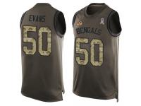 #50 Jordan Evans Green Football Men's Jersey Cincinnati Bengals Salute to Service Tank Top