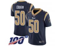 #50 Limited Samson Ebukam Navy Blue Football Home Men's Jersey Los Angeles Rams Vapor Untouchable 100th Season