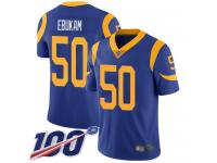 #50 Limited Samson Ebukam Royal Blue Football Alternate Men's Jersey Los Angeles Rams Vapor Untouchable 100th Season