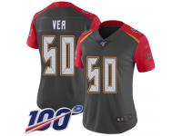 #50 Limited Vita Vea Gray Football Women's Jersey Tampa Bay Buccaneers Inverted Legend 100th Season
