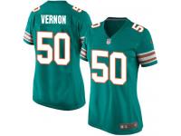 #50 Olivier Vernon Miami Dolphins Alternate Jersey _ Nike Women's Aqua Green NFL Game
