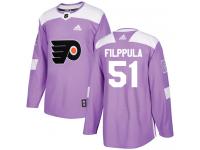 #51 Authentic Valtteri Filppula Purple Adidas NHL Men's Jersey Philadelphia Flyers Fights Cancer Practice