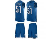 #51 Jahlani Tavai Blue Football Men's Detroit Lions Tank Top Suit