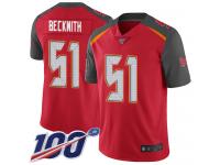 #51 Limited Kendell Beckwith Red Football Home Men's Jersey Tampa Bay Buccaneers Vapor Untouchable 100th Season