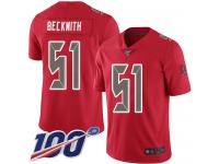 #51 Limited Kendell Beckwith Red Football Men's Jersey Tampa Bay Buccaneers Rush Vapor Untouchable 100th Season