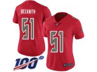 #51 Limited Kendell Beckwith Red Football Women's Jersey Tampa Bay Buccaneers Rush Vapor Untouchable 100th Season