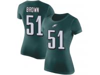 #51 Zach Brown Green Football Rush Pride Name & Number Women's Philadelphia Eagles T-Shirt