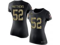 #52 Clay Matthews Black Camo Football Salute to Service Women's Los Angeles Rams T-Shirt